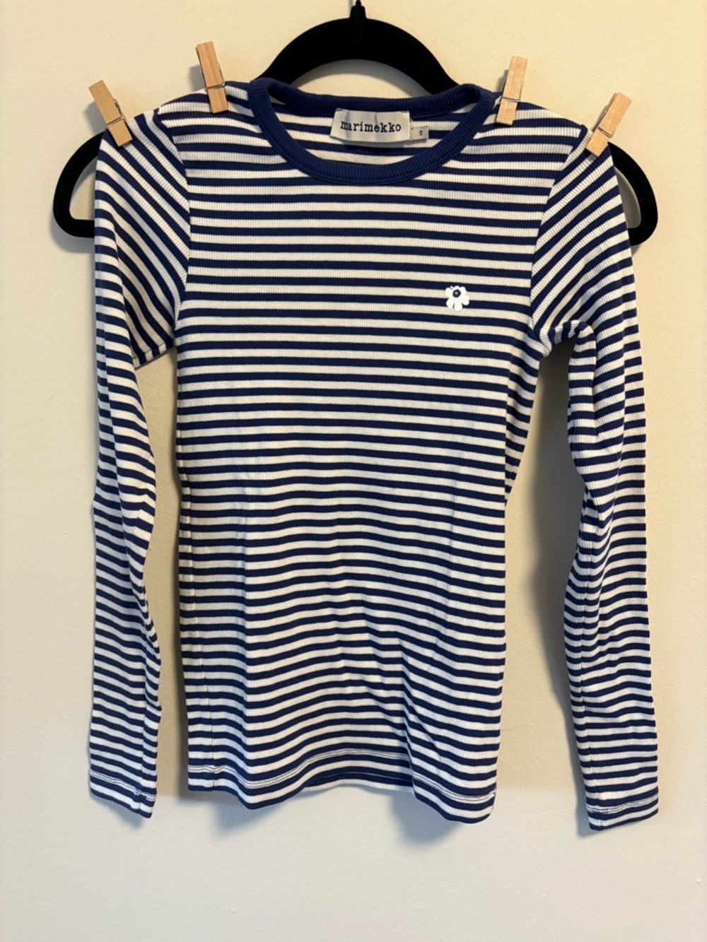 Marimekko Blue & White Striped Long Sleeve Tee